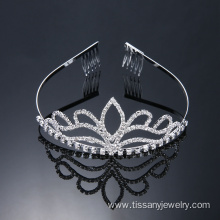 Crystal Tiara Wedding Crown Silver Plated
